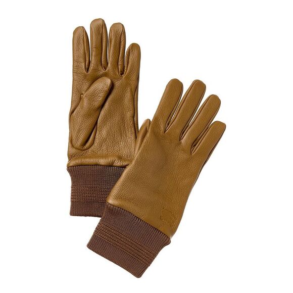 Burberry Rib Cuff Leather Gloves Brown